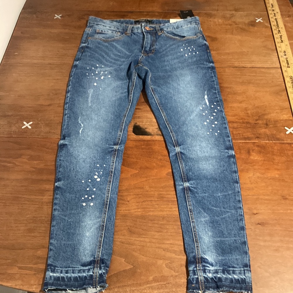 Forever 21 Men skinny stretch paint splatter distracted jeans 30